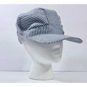 Train Engineer Conductor Hat Cap Blue & White Striped Adjustable Costume